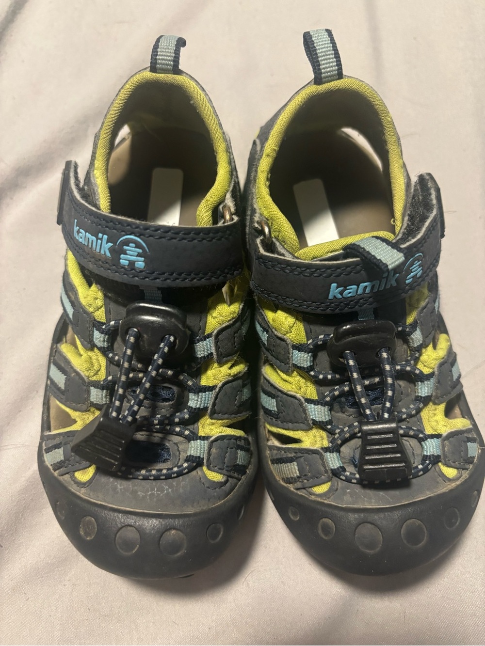 Kamik Kids Gray and Lime Green Outdoor Hook-and-Loop Sandals